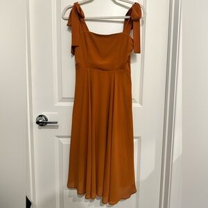 Elegant Rust Orange Sleeveless Dress